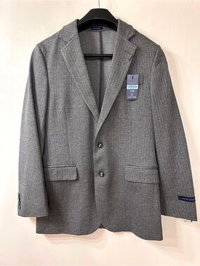NWT Stafford Classic Fit Blazer Jacket Sport Coat Gray Mens 60 LONG $188 Stretch
